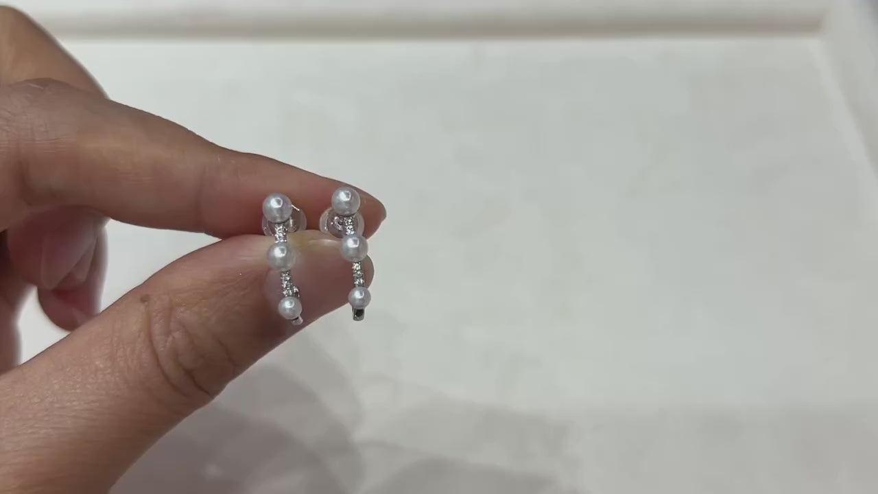 Natural Freshwater Pearl Stud Earrings 925 Silver White 2.5-4mm