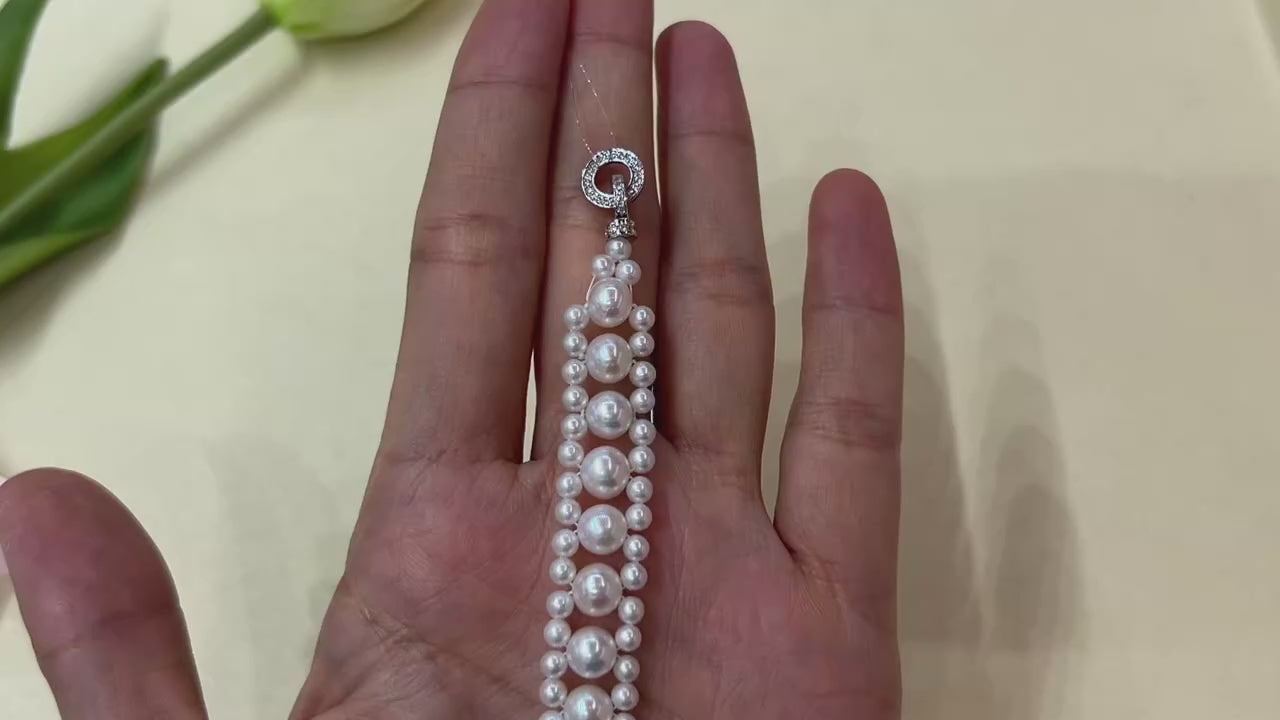 Natural Freshwater Pearl Bracelet, Hand-Woven 925 Silver 3-6.5mm White