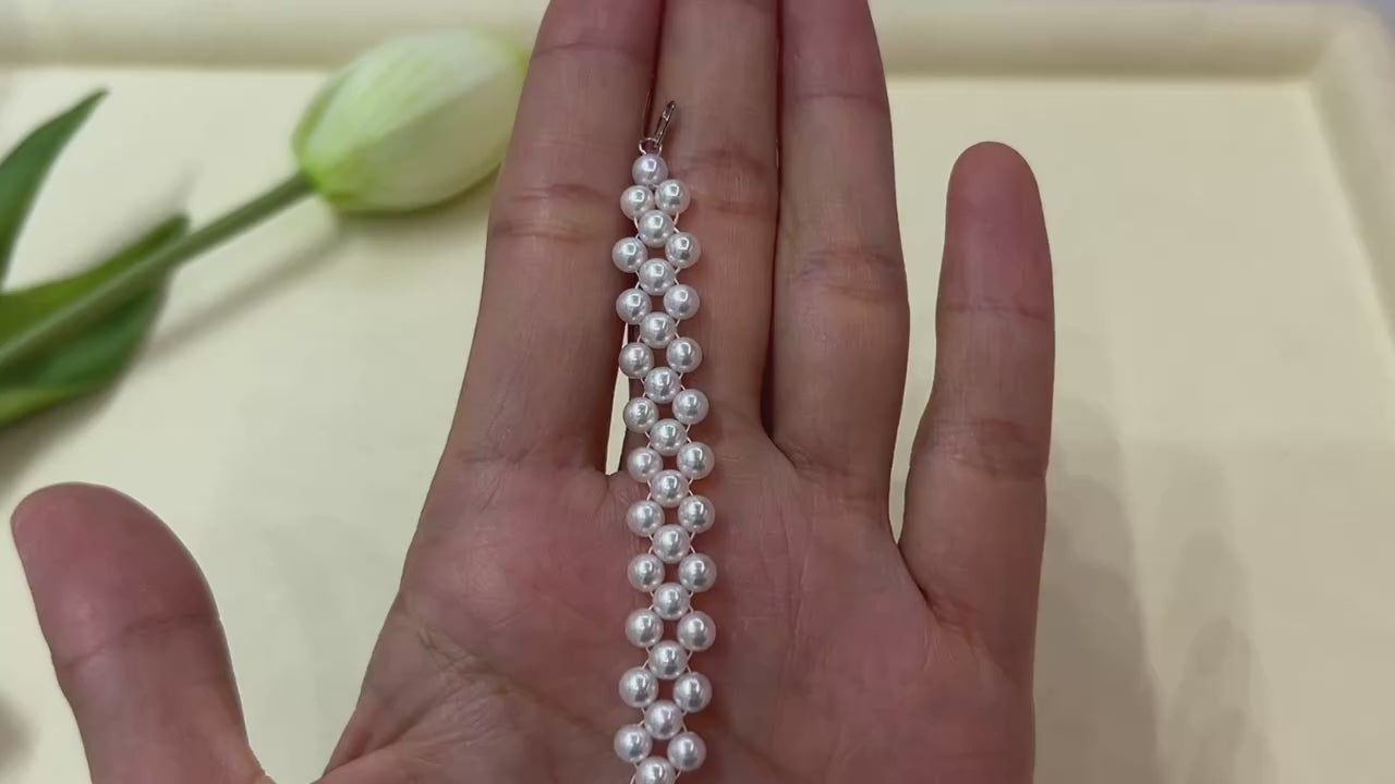 Hand-Woven Natural Freshwater Pearl Bracelet White 4-10mm