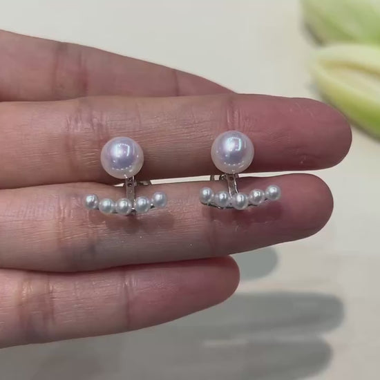 Natural Freshwater Pearl Stud Earrings S925 Silver Minimalist White