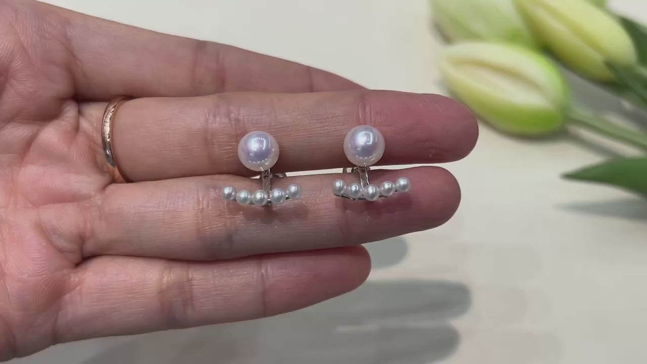 Natural Freshwater Pearl Stud Earrings S925 Silver Minimalist White