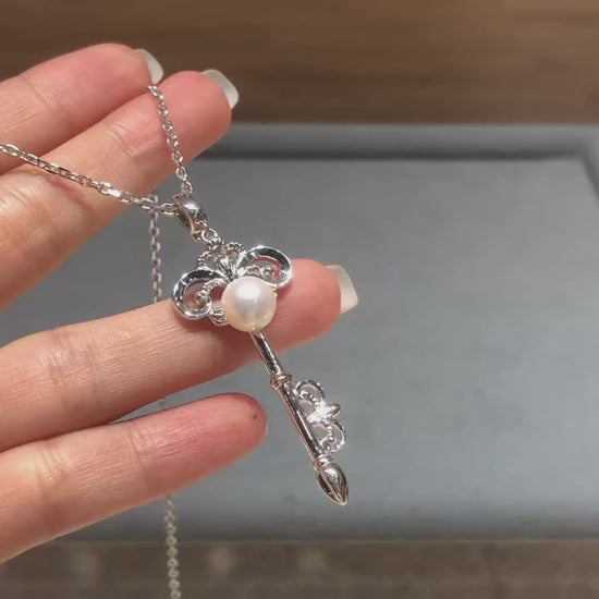 Natural Freshwater Pearl Rope Chain Necklace S925 Sterling Silver 8-9mm