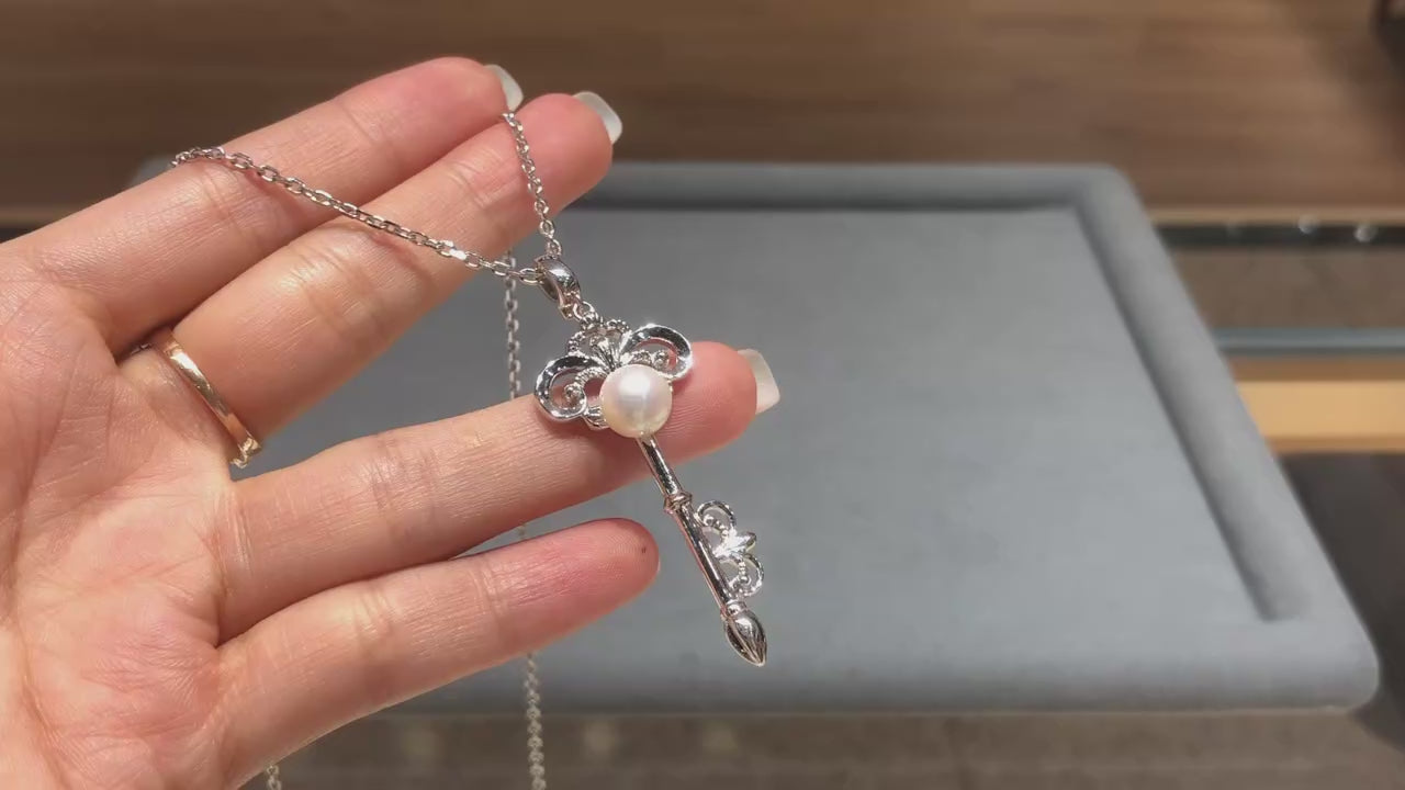 Natural Freshwater Pearl Rope Chain Necklace S925 Sterling Silver 8-9mm