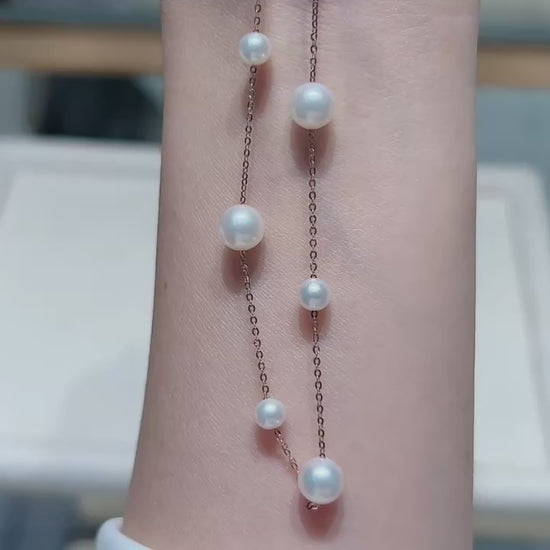 Natural Freshwater Pearl Necklace 18K Gold Minimalist 42cm White