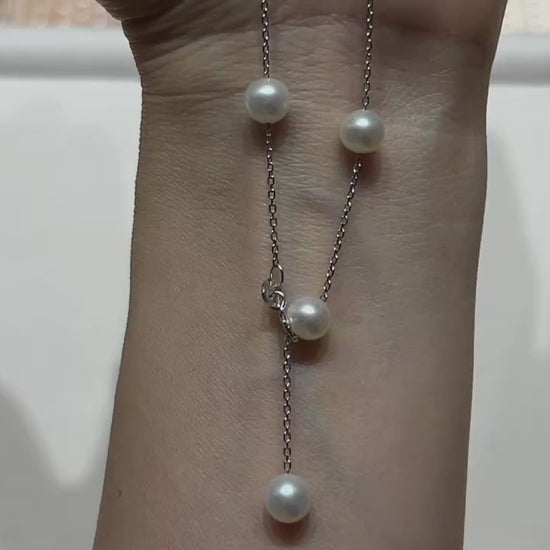Natural Freshwater Pearl Necklace S925 Silver White 6-6.5mm
