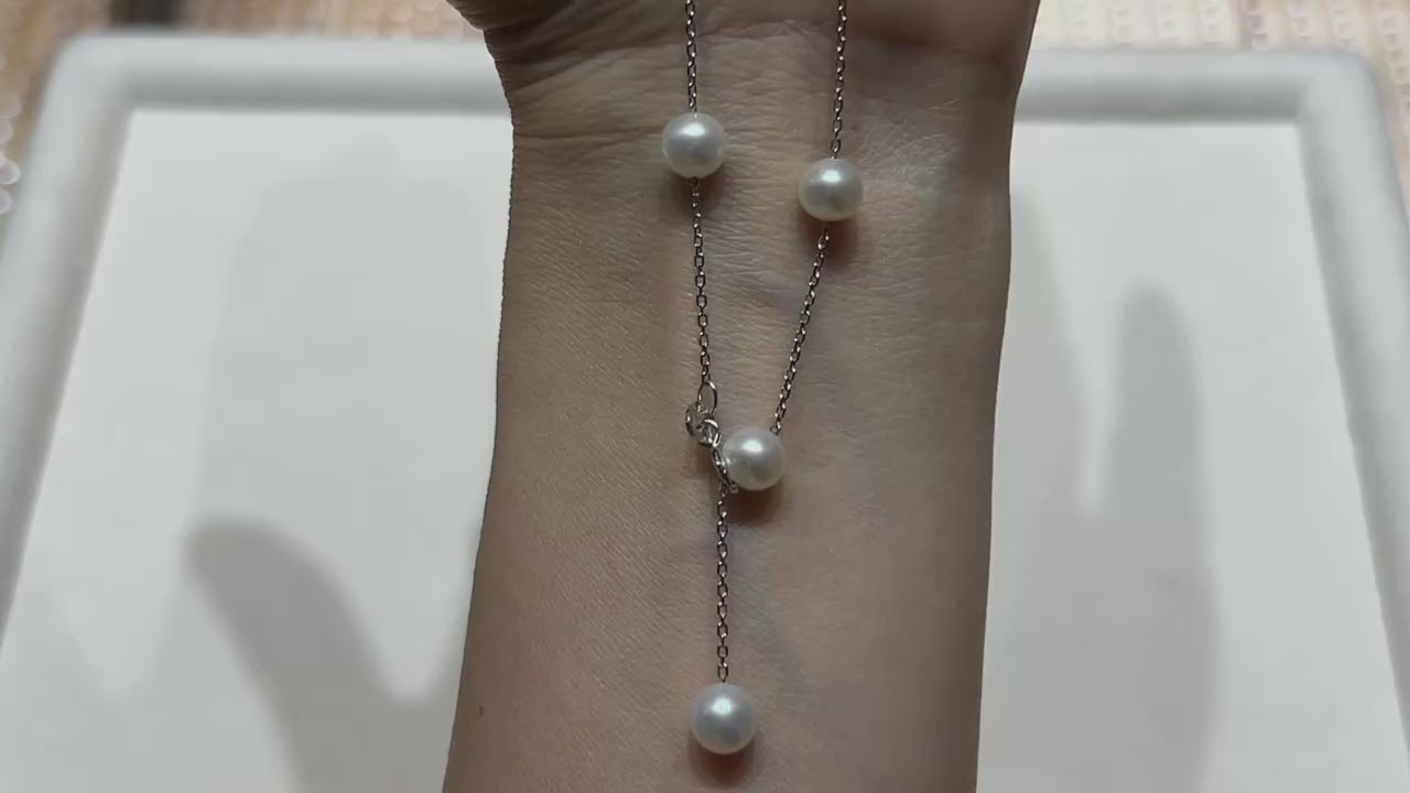Natural Freshwater Pearl Necklace S925 Silver White 6-6.5mm
