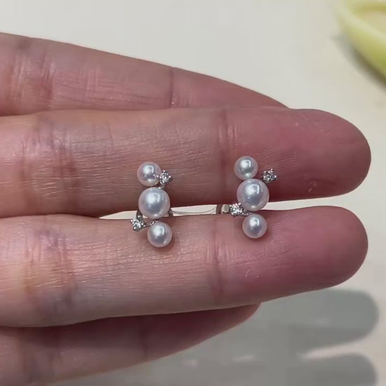 Minimalist S925 Natural Freshwater Pearl Stud Earrings 0.14-0.20 Inch White
