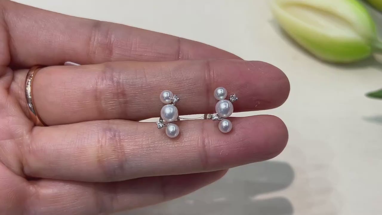 Minimalist S925 Natural Freshwater Pearl Stud Earrings 0.14-0.20 Inch White